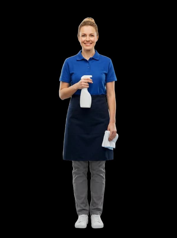 Städare från Glimra Städ i blå uniform